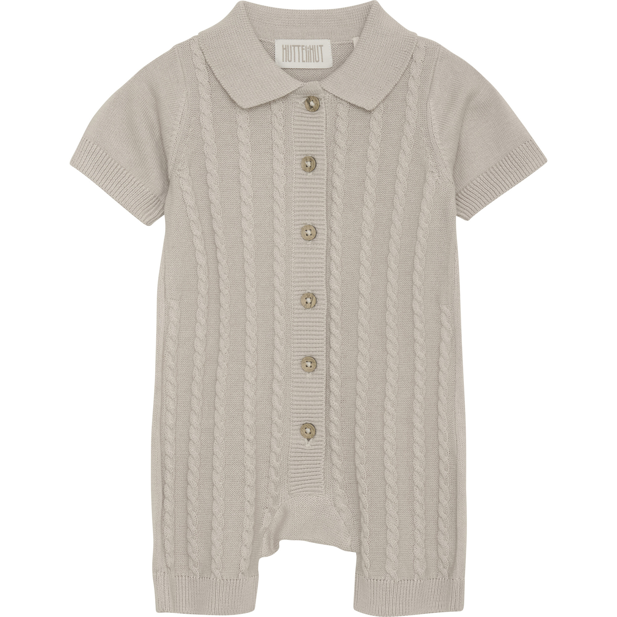 Baby Knit Organic Cotton Playsuit, Peyote - Rompers - 1