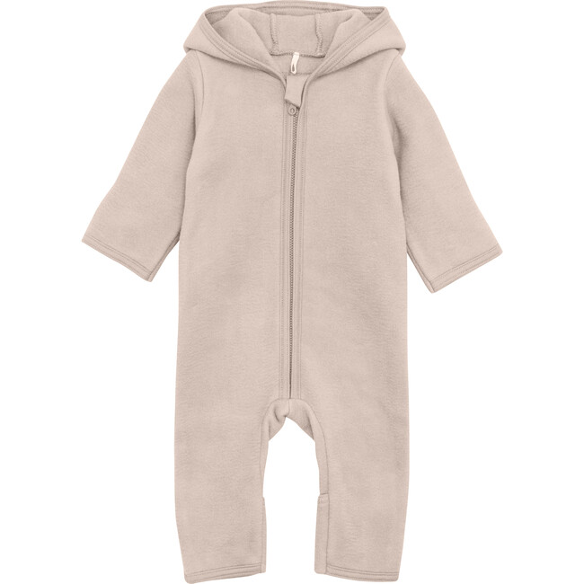 Baby Cotton Fleece Hooded Suit With Ears, Almond Peach