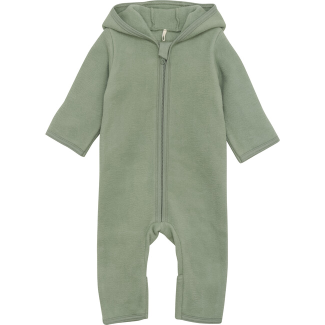 Baby Cotton Fleece Hooded Suit With Ears, Sea Spray