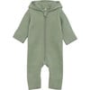 Baby Cotton Fleece Hooded Suit With Ears, Sea Spray - Bodysuits - 1 - thumbnail