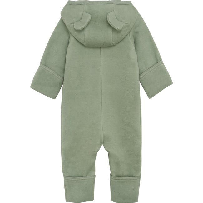 Baby Cotton Fleece Hooded Suit With Ears, Sea Spray - Bodysuits - 2