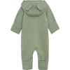 Baby Cotton Fleece Hooded Suit With Ears, Sea Spray - Bodysuits - 2