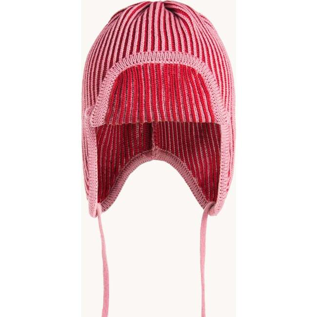 Merino Ribbed Knitted Pilot Cap, Cherry Frost - Hats - 3
