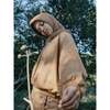 Merino Hooded Drawstring Scarf, Caramel - Balaclavas - 2