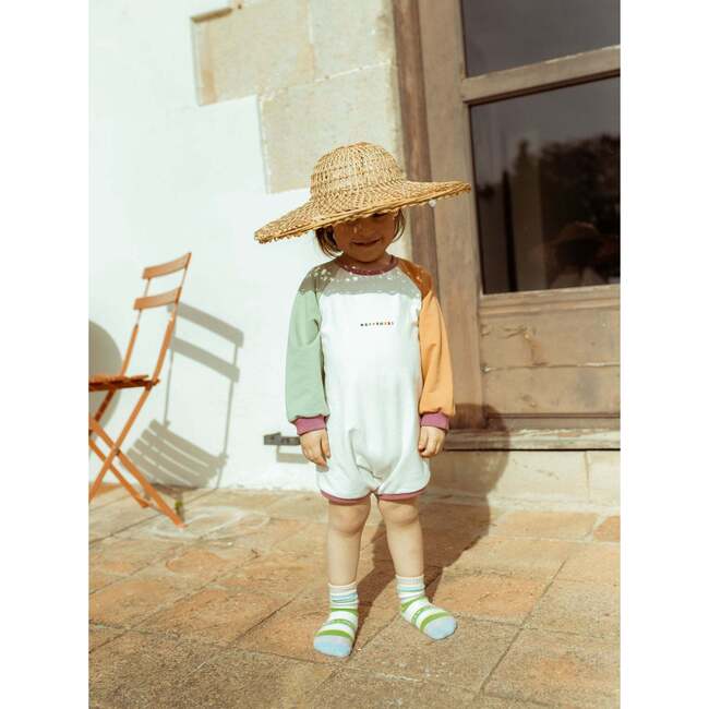 Long Raglan Sleeve Playsuit, Color-Block - Onesies - 5