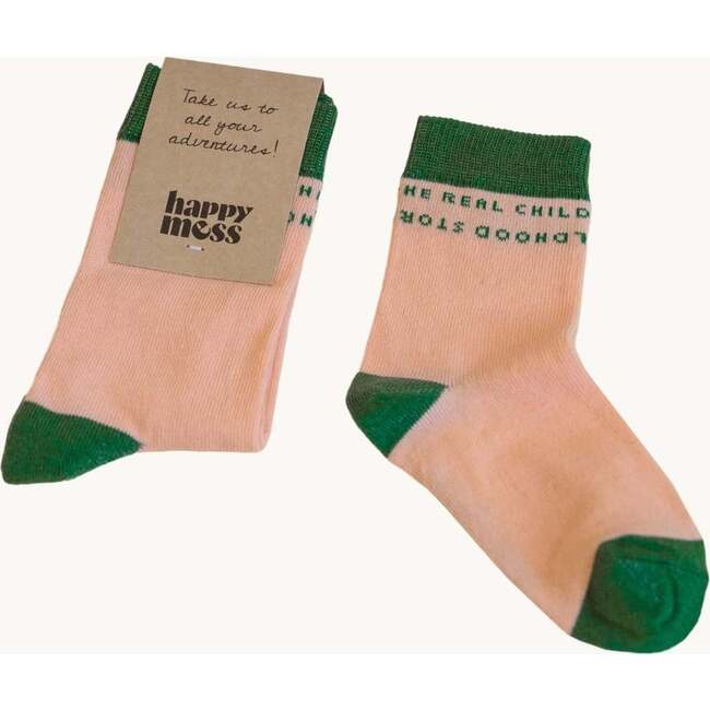 Kid's Long Socks, Marshmallow & Green