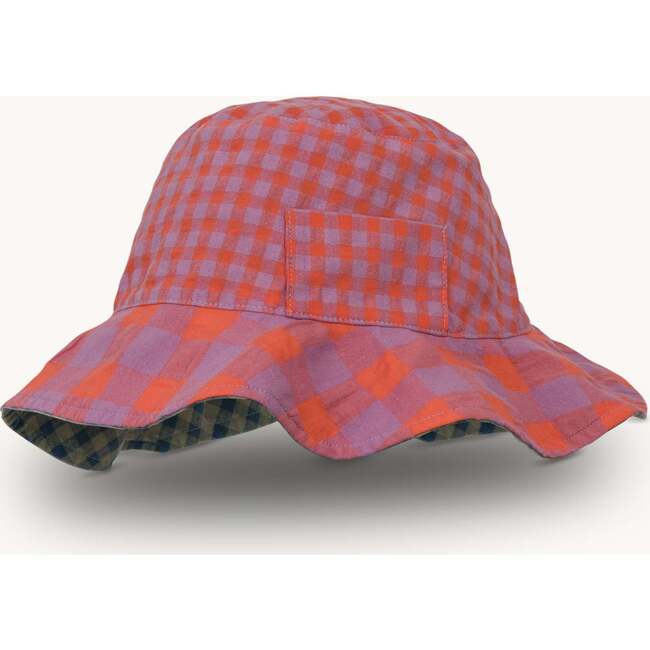 Vichy Reversible Bucket Hat, Aqua & Sorbet