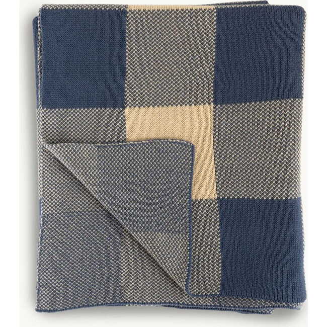 Vichy Organic Cotton Blanket, Blueberry & Cream - Blankets - 3