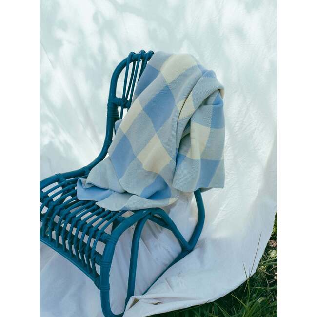 Vichy Organic Cotton Blanket, Blue & Mist - Blankets - 2