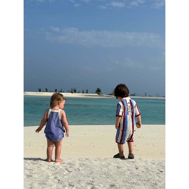 Terry Short Sleeve Zipper Overall, Marina Stripes - Overalls - 4