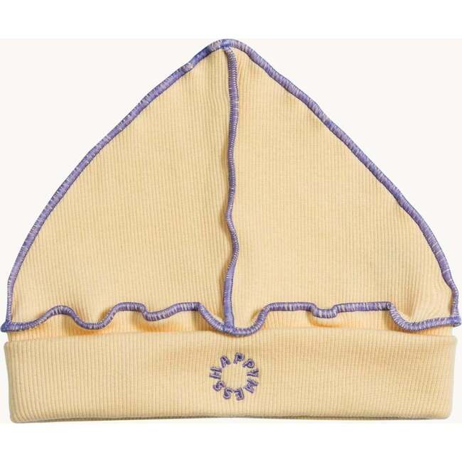 Ribbed Snug Fit Embroidered Hem Beanie Hat, Sunny Grape