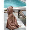 Linen Waffle Knit Hood Poncho, Cinnamon - Bath Accessories - 2