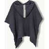 Linen Waffle Hood Poncho, Blueberry - Bath Accessories - 2