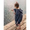 Linen Waffle Hood Poncho, Blueberry - Bath Accessories - 3