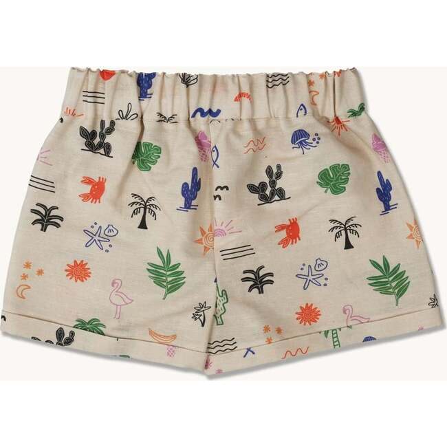 Boy's Printed Linen Loose Cut Shorts, Safari - Shorts - 2