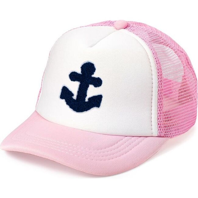 Anchor Patch Trucker Hat, Pink