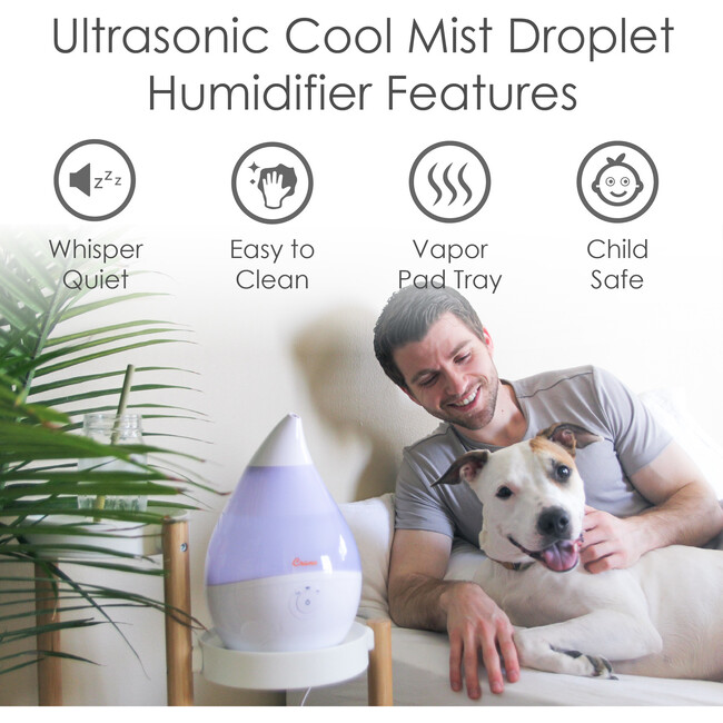 Droplet Ultrasonic Cool Mist Humidifier, White - Humidifiers - 2