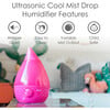 Ultrasonic Cool Mist Drop Shape Humidifier, Pink - Humidifiers - 2