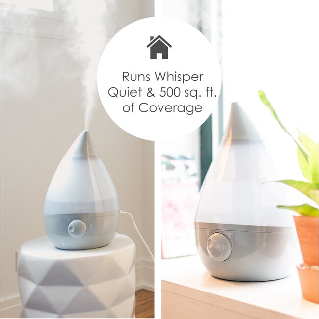 Ultrasonic Cool Mist Drop Shape Humidifier, Grey - Humidifiers - 5