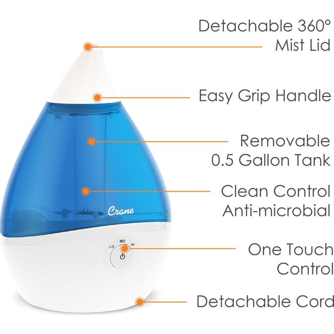 Droplet Ultrasonic Cool Mist Humidifier, Blue - Humidifiers - 3