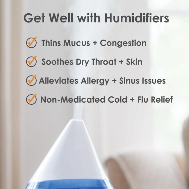 Ultrasonic Cool Mist Drop Shape Humidifier, Grey - Humidifiers - 7