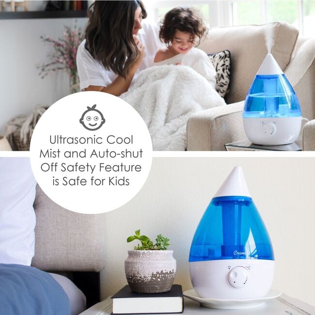 Ultrasonic Cool Mist Drop Shape Humidifier, Blue/White - Humidifiers - 4