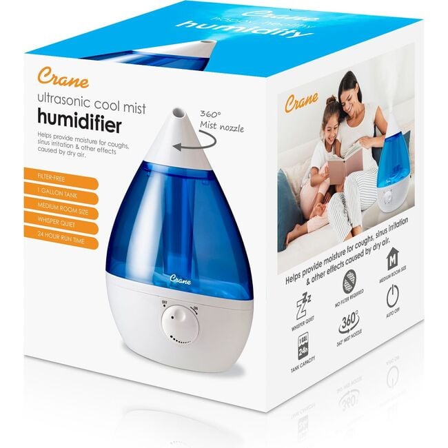 Ultrasonic Cool Mist Drop Shape Humidifier, Blue/White - Humidifiers - 10