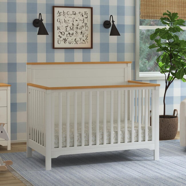 Shea 4-In-1 Convertible Crib, Warm White & Honey - Cribs - 2