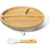 Toddler Bamboo Stay Put Suction Plate + Spoon, White - Tabletop - 1 - thumbnail