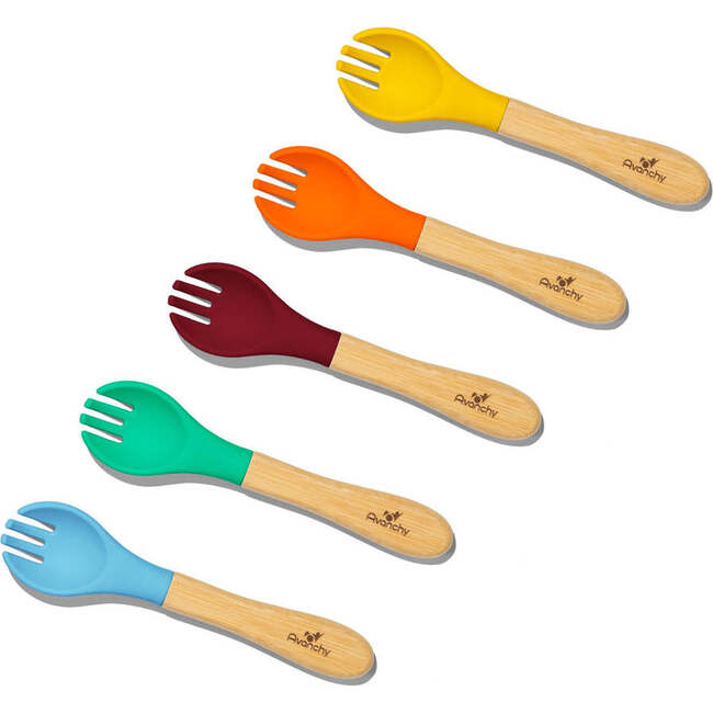 5-Pack Baby Bamboo Forks, Multi