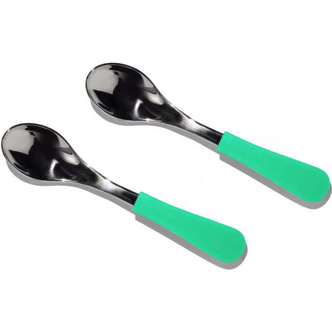 2-Pack Stainless Steel Baby Spoons, Green