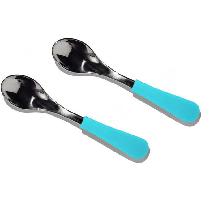 2-Pack Stainless Steel Baby Spoons, Blue