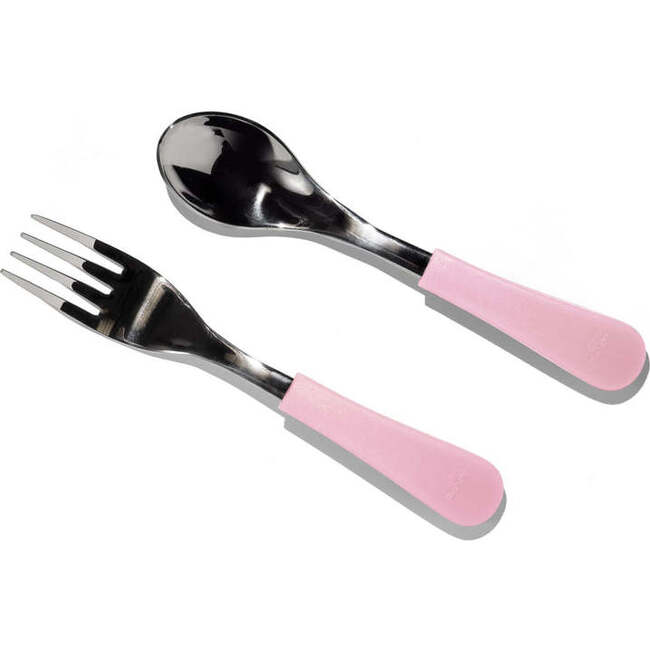 Stainless Steel-Baby Spoon & Fork, Pink