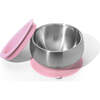 Stainless Steel Stay Put Suction Bowl + Airtight Lid, Pink - Tabletop - 1 - thumbnail