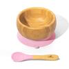 Baby Bamboo Stay Put Suction Bowl + Spoon, Pink - Tabletop - 1 - thumbnail