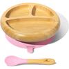 Baby Bamboo Stay Put Suction Plate + Spoon, Pink - Tabletop - 1 - thumbnail