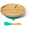 Toddler Bamboo Stay Put Suction Plate + Spoon, Green - Tabletop - 1 - thumbnail