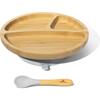 Toddler Bamboo Stay Put Suction Plate + Spoon, Grey - Tabletop - 1 - thumbnail