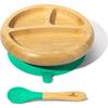 Baby Bamboo Stay Put Suction Plate + Spoon, Green - Tabletop - 1 - thumbnail