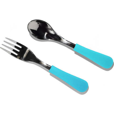 Stainless Steel-Baby Spoon & Fork, Blue