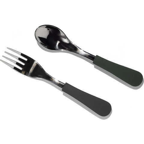 Stainless Steel-Baby Spoon & Fork, Black