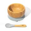 Baby Bamboo Stay Put Suction Bowl + Spoon, Grey - Tabletop - 1 - thumbnail