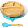 Baby Bamboo Stay Put Suction Plate + Spoon, Blue - Tabletop - 1 - thumbnail