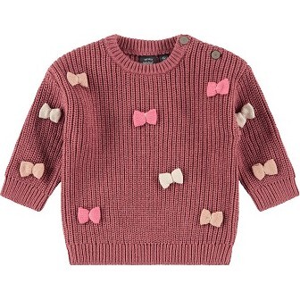 Knit Sweater with Bows, Pink