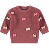 Knit Sweater with Bows, Pink - Sweaters - 1 - thumbnail