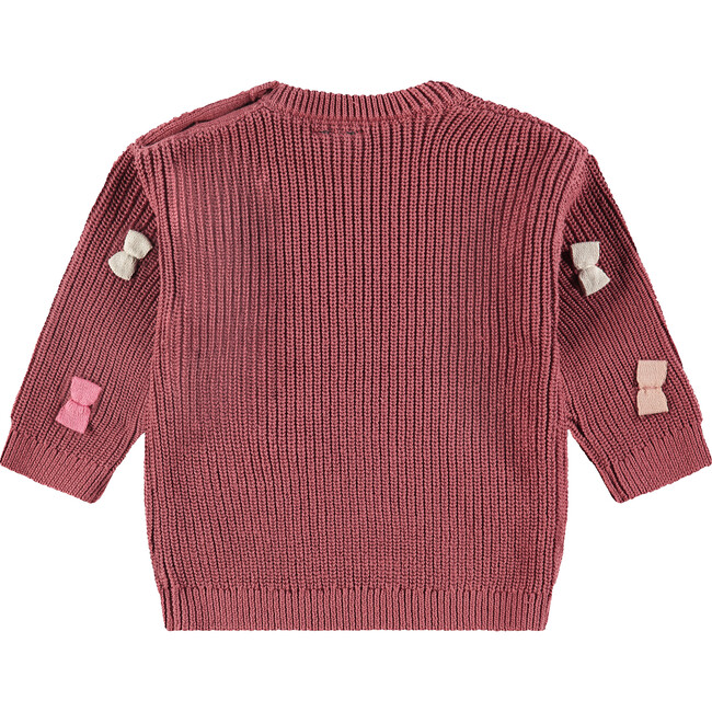 Knit Sweater with Bows, Pink - Sweaters - 2