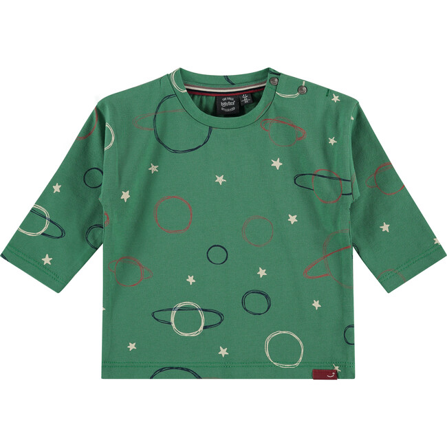 Outer Space Print Long Sleeve T-Shirt, Green