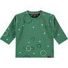 Outer Space Print Long Sleeve T-Shirt, Green - T-Shirts - 1 - thumbnail