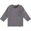 Striped Long Sleeve T-Shirt, Navy - T-Shirts - 1 - thumbnail