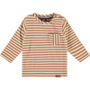 Striped Long Sleeve T-Shirt, Brown - T-Shirts - 1 - thumbnail